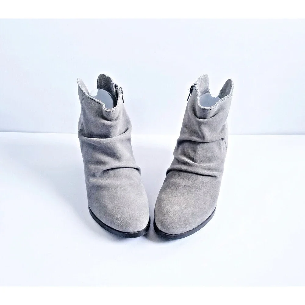 DIBA Women's Sandra Gray Suede Booties Sz 8 Heeled Ankle Boots
